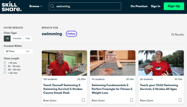 Skillshare Learn Swimming Lessons Online