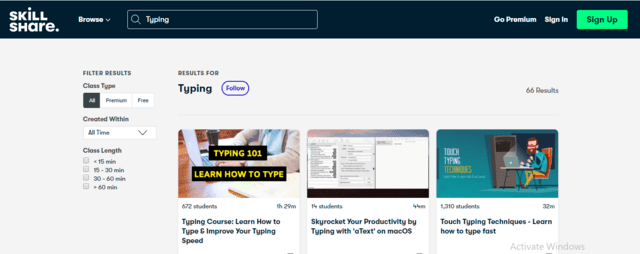 SkillShare Learn Typing Lessons Online