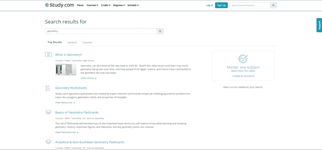 Study Learn Geometry Lessons Online
