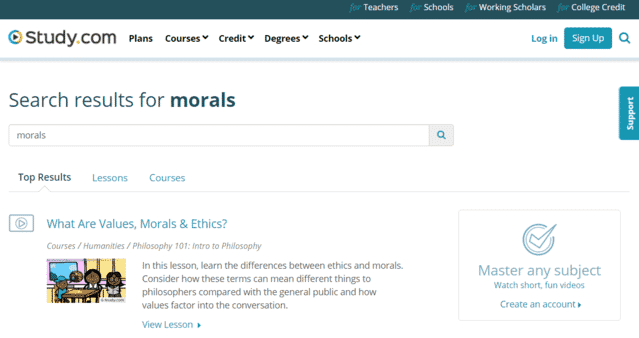 Study Learn Moral Lessons Online