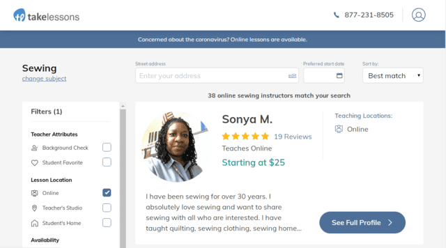 TakeLessons Learn Sewing Lessons Online