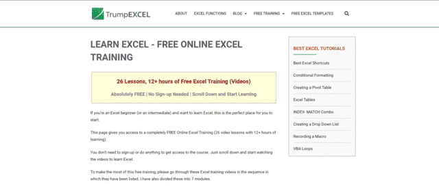Trumpexcels Learn MS Excel Lessons Online