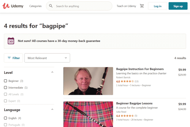 Udemy Learn Bagpipe Lessons Online