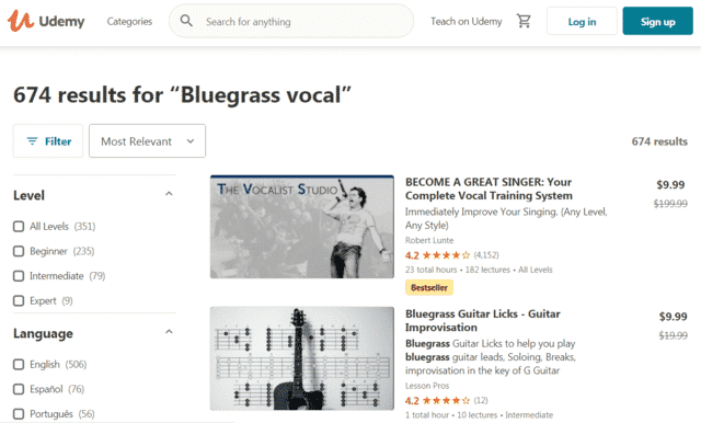 Udemy Learn Bluegrass Vocal Lessons Online