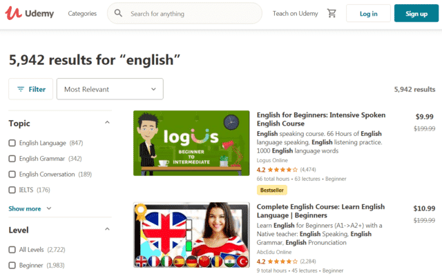 Udemy Learn English Lessons Online