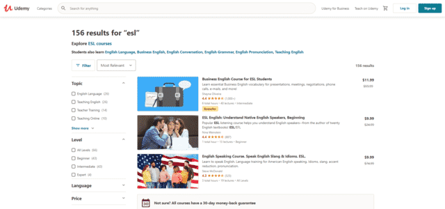 Udemy Learn ESL Lessons Online