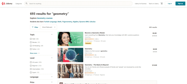 Udemy Learn Geometry Lessons Online