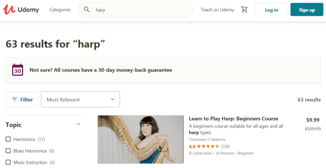 Udemy Learn Harp Lessons Online