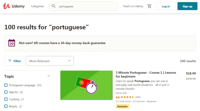 Udemy Learn Portuguese Lessons Online