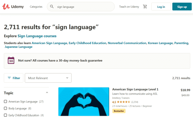 Udemy Learn Sign Language Lessons Online
