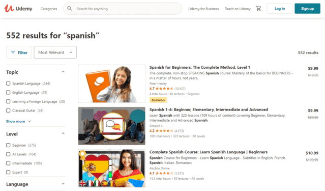 Udemy Learn Spanish Lessons Online