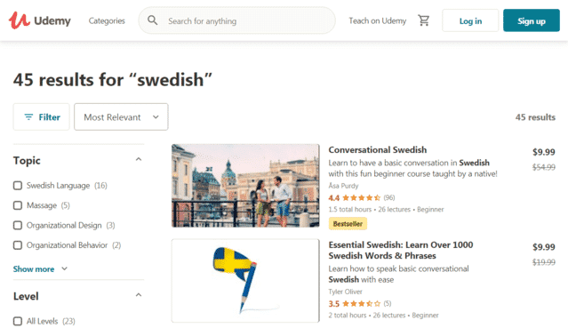 Udemy Learn Swedish Lessons Online
