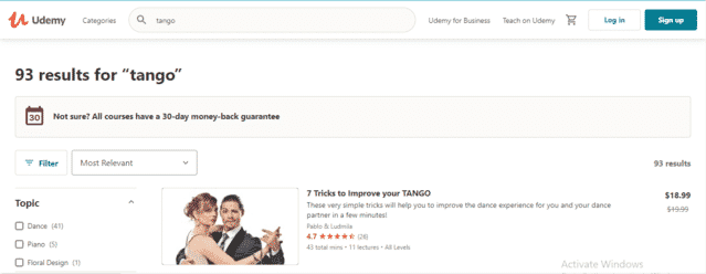 Udemy Learn Tango Lessons Online