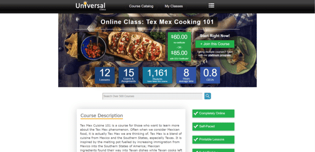 UniversalClass Learn Mexican Cooking Lessons Online