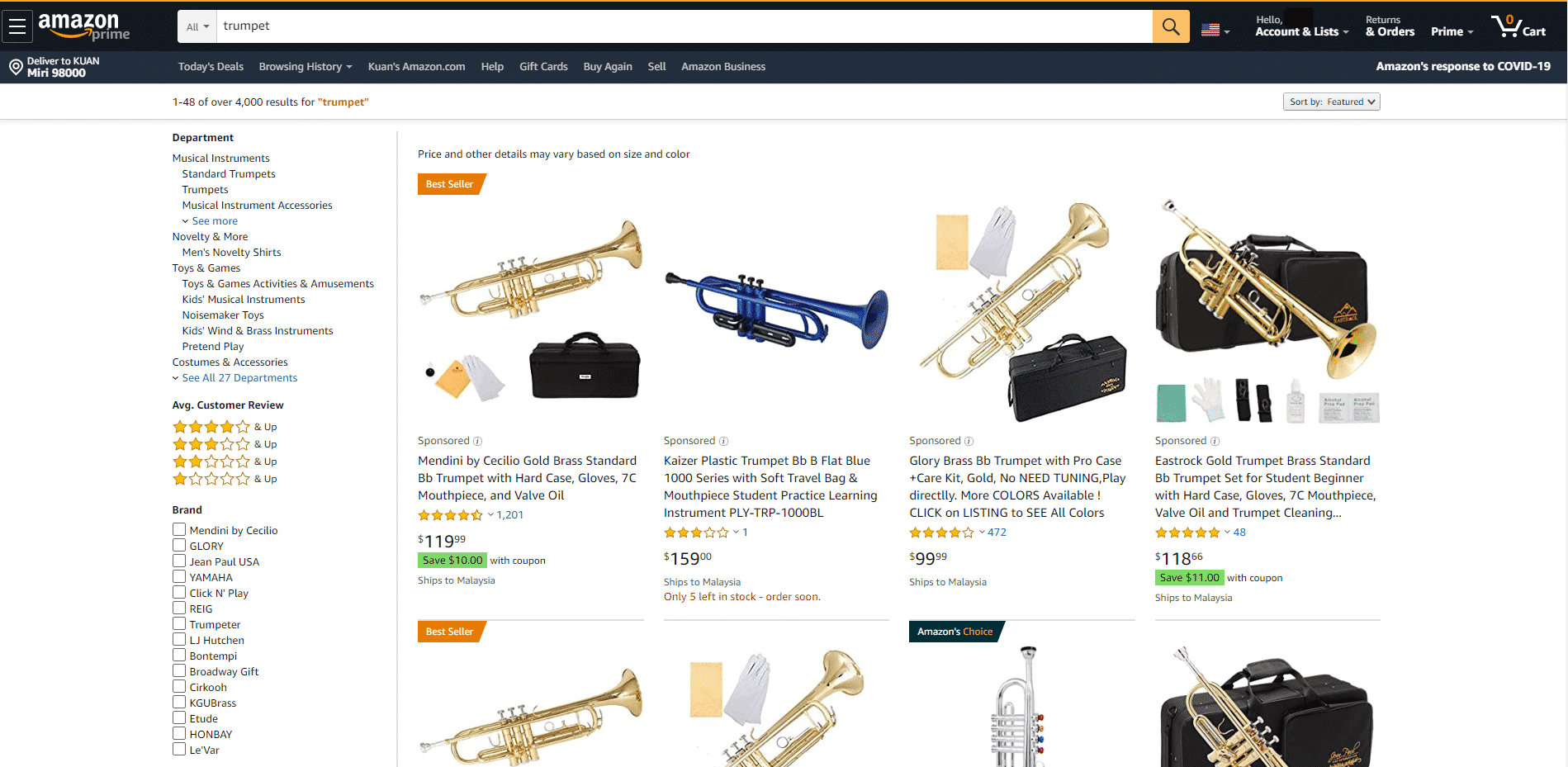 Amazon buy Trumpets online