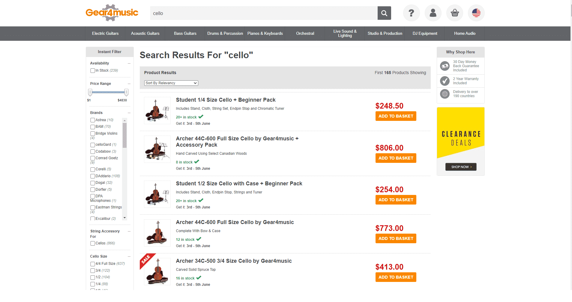 Gear4music buy cello online