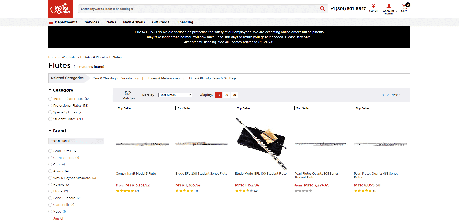 Guitar Center buy flute online