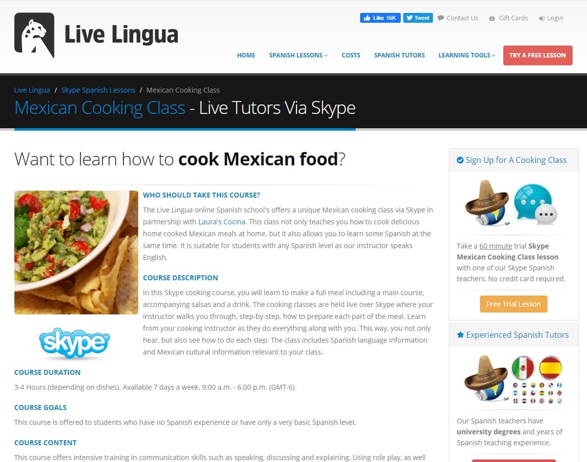 LiveLingua Learn Mexican Cooking Lessons Online