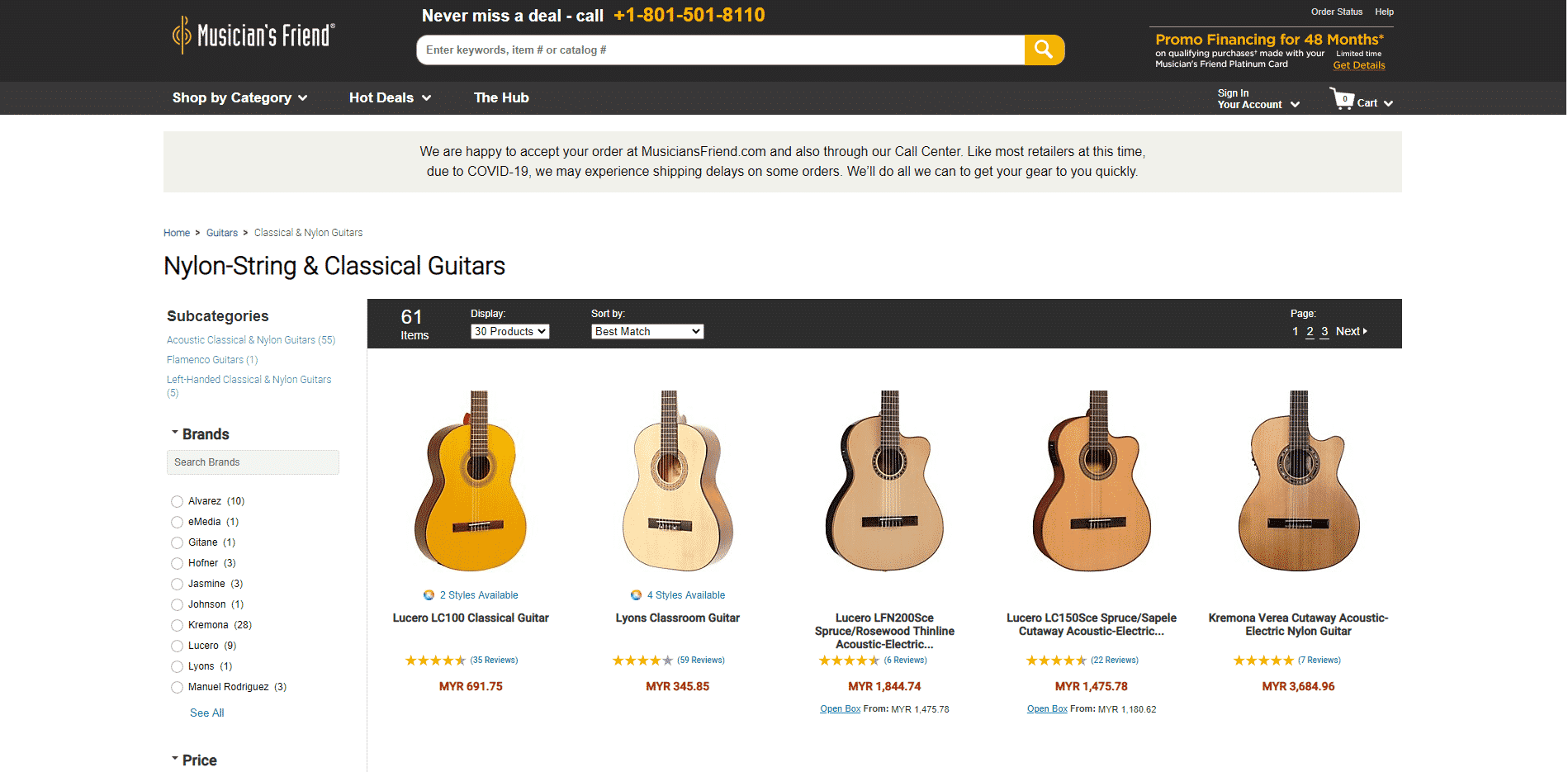 Musicians Friend 1 buy classical guitars online