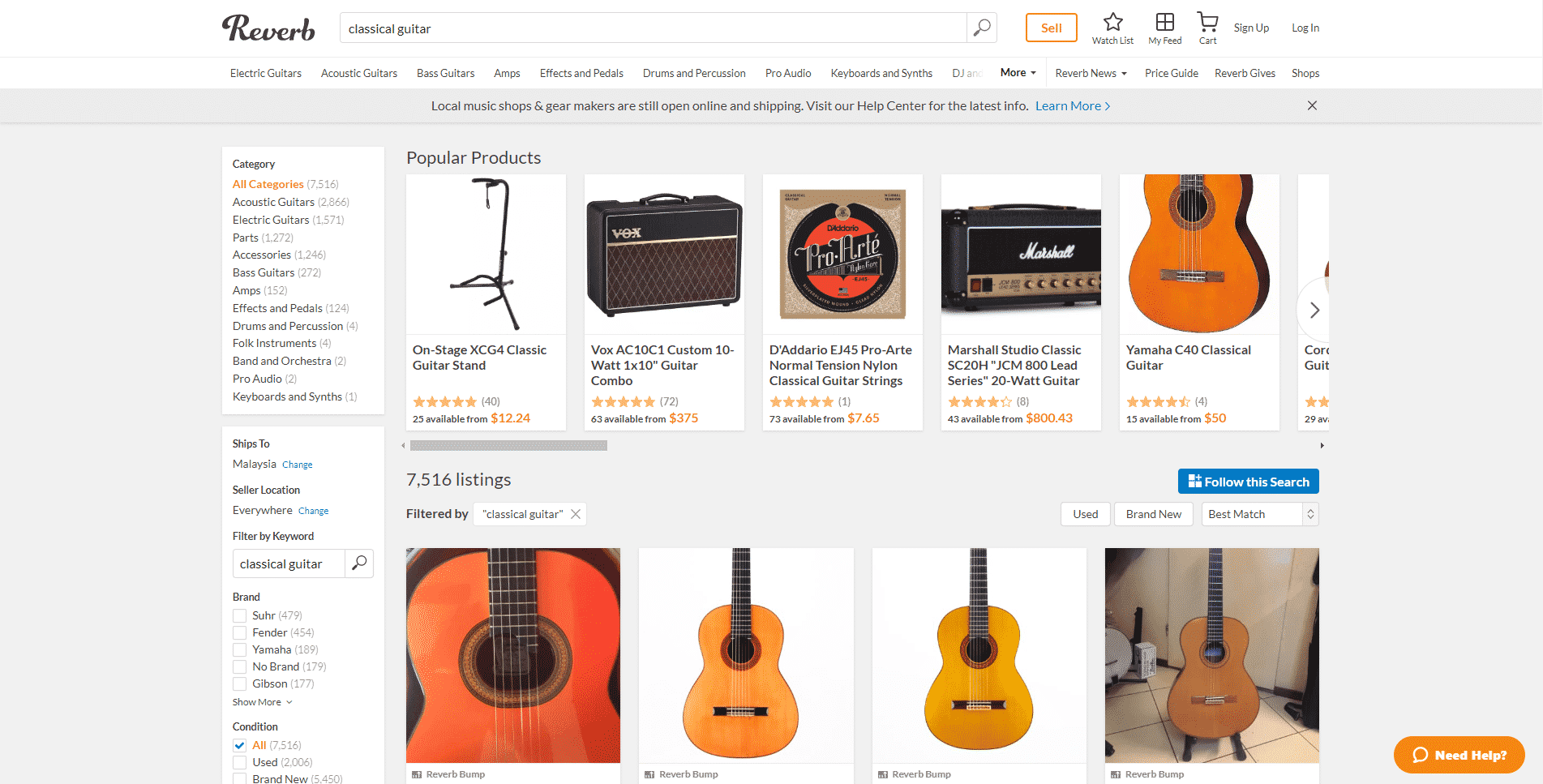 Reverb buy classical guitars online