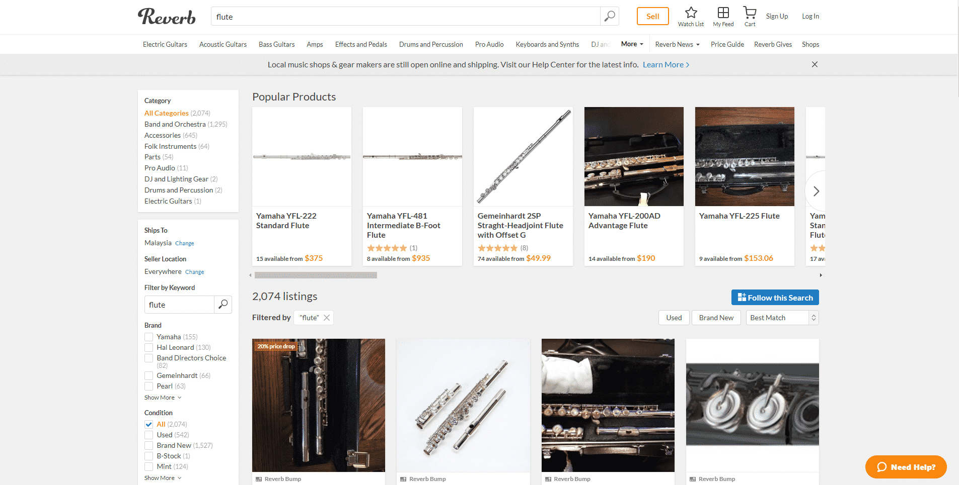 Reverb buy flute online