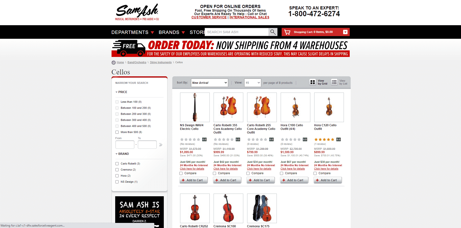 Samash buy cello online
