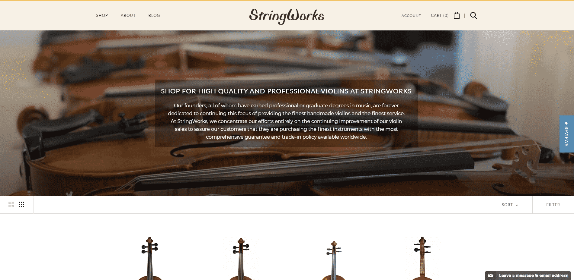 String works violins buy violin online