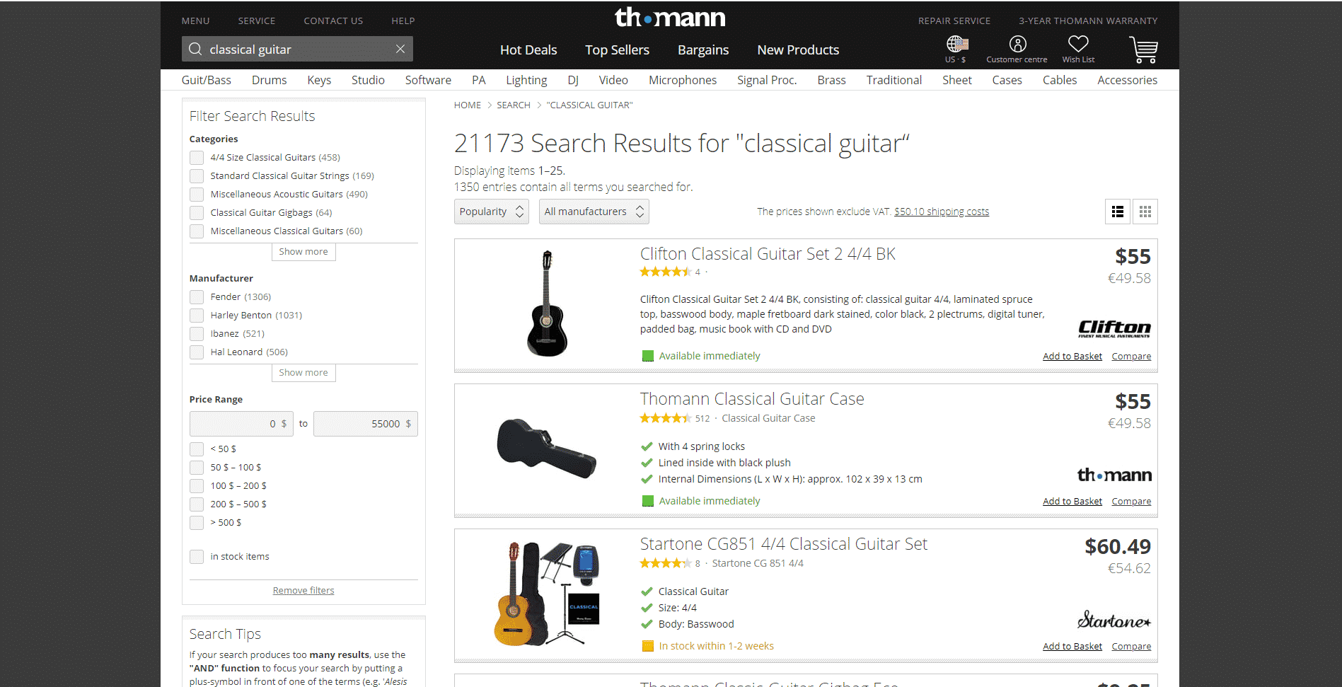Tho Mann Music buy classical guitars online