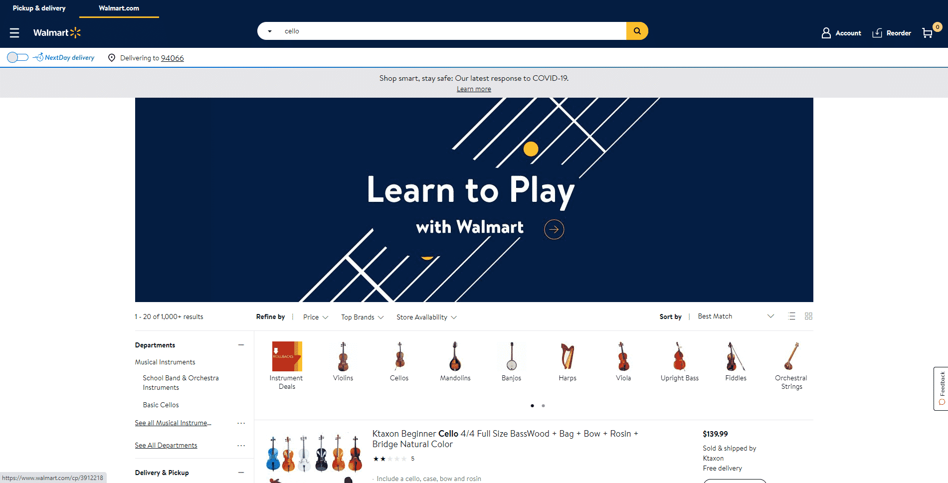 Walmart buy cello online