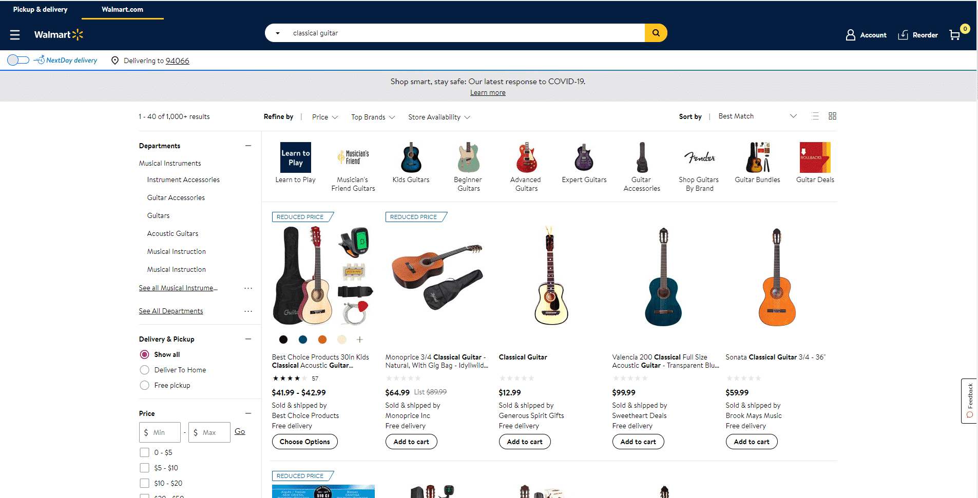 Walmart buy classical guitars online