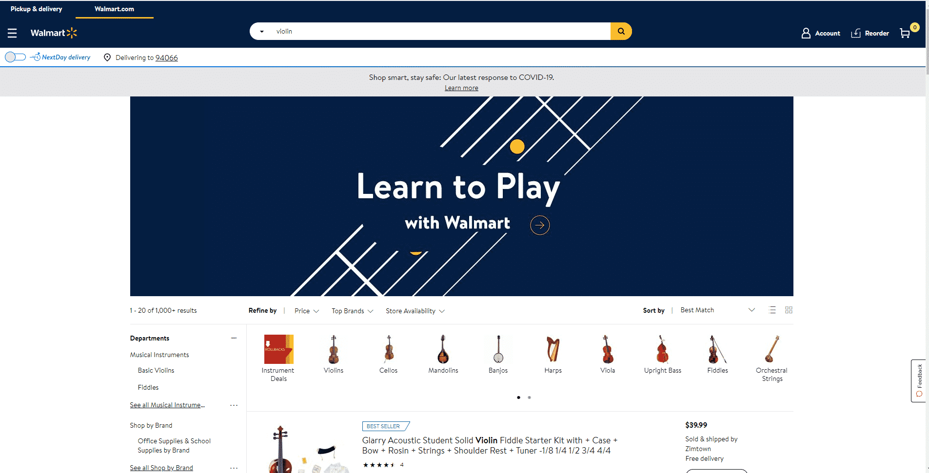 Walmart buy violin online