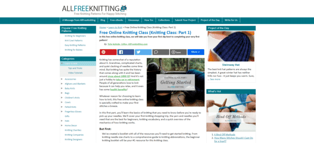 allfreeknitting learn knitting lessons online