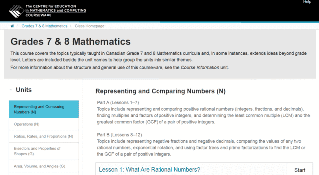 CEMC Learn 7th Grade Math Lessons Online