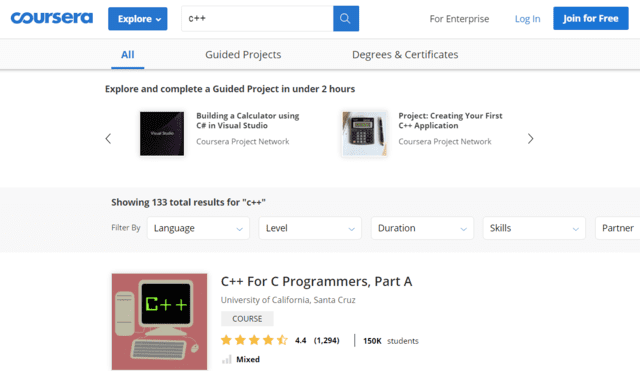 Coursera Learn C++ Lessons Online