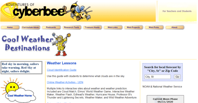 cyberbee learn weather lessons online