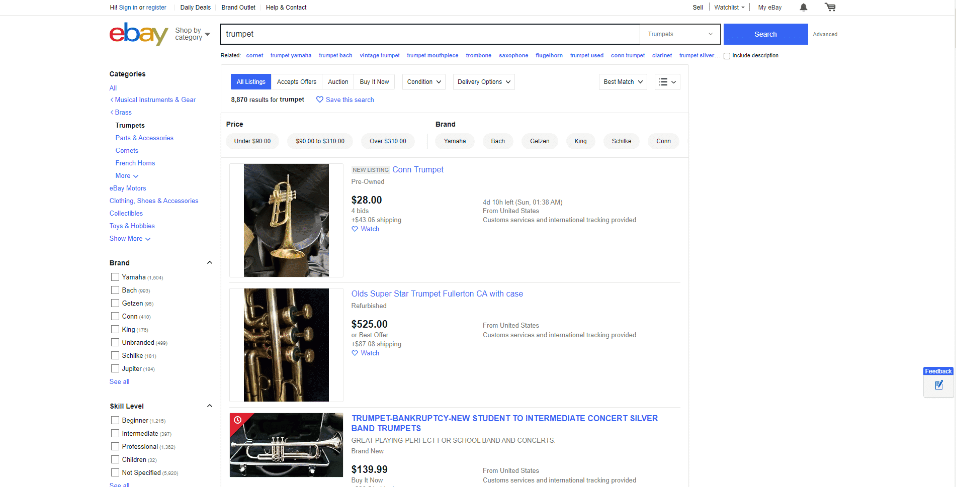 ebay buy Trumpets online