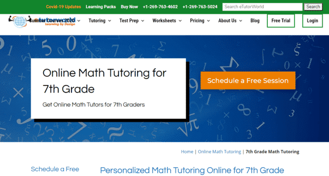 Etutorworld Learn 7th Grade Math Lessons Online