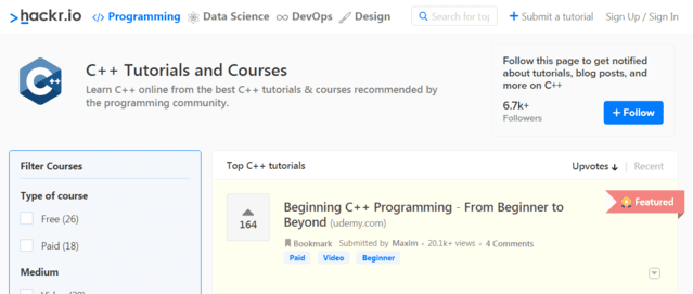 Hackr Learn C++ Lessons Online