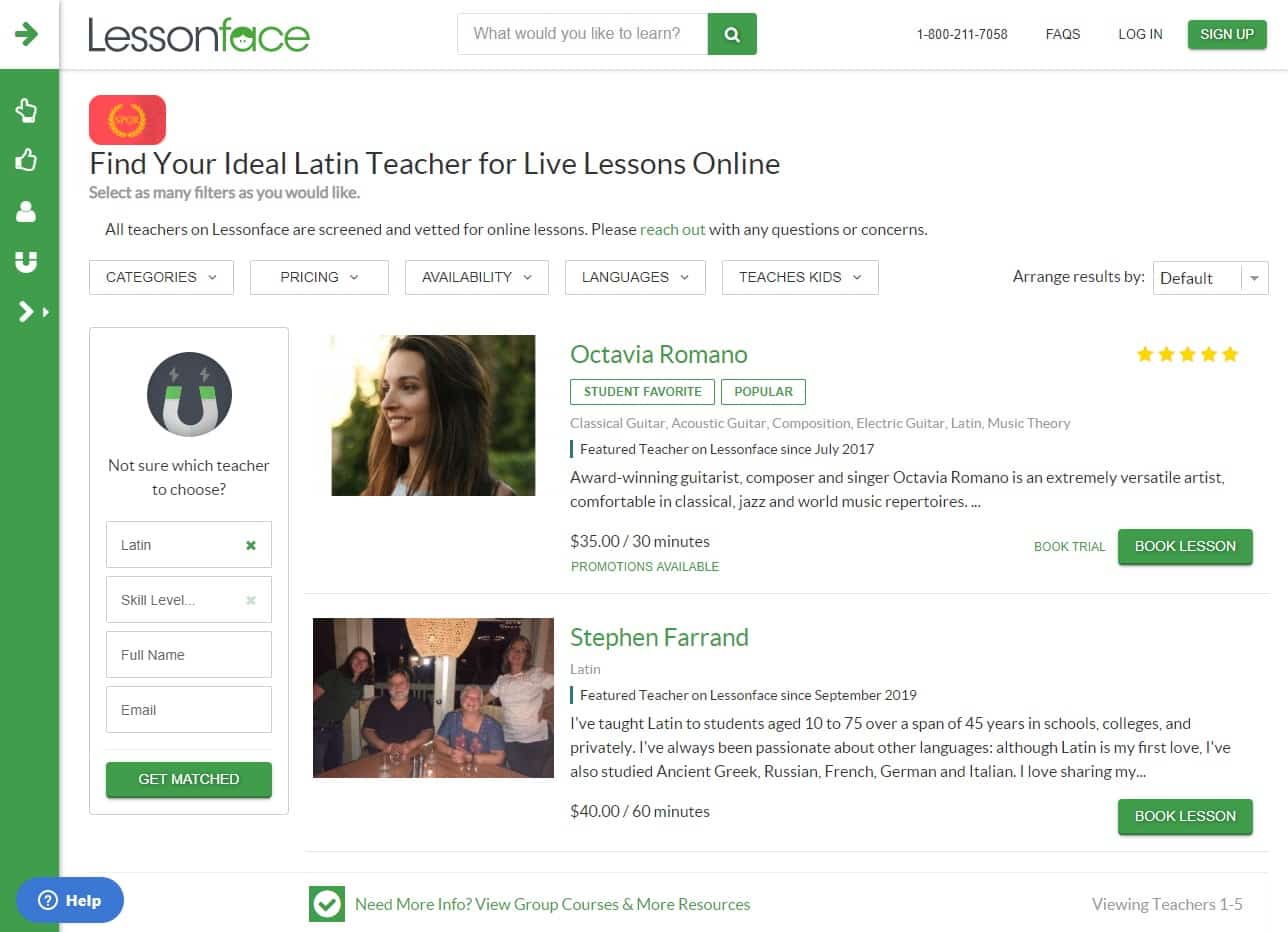 lessonface learn latin lessons online