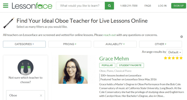 Lessonface Learn Oboe Lessons Online