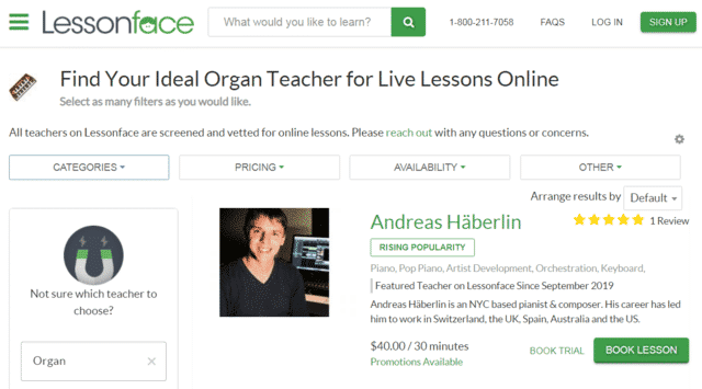 Lessonface Learn Organ Lessons Online