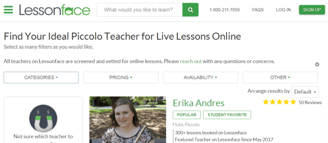 lessonface learn piccolo lessons online