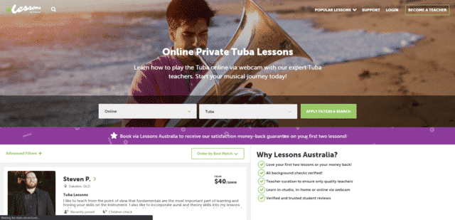 lessonsaustralia learn tuba lessons online