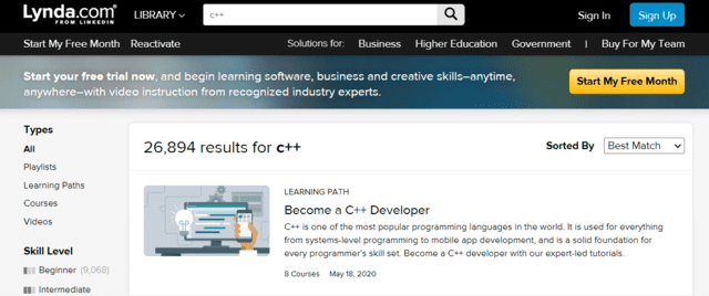 Lynda Learn C++ Lessons Online