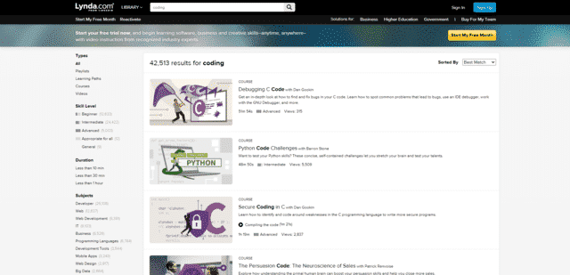 lynda learn coding lessons online