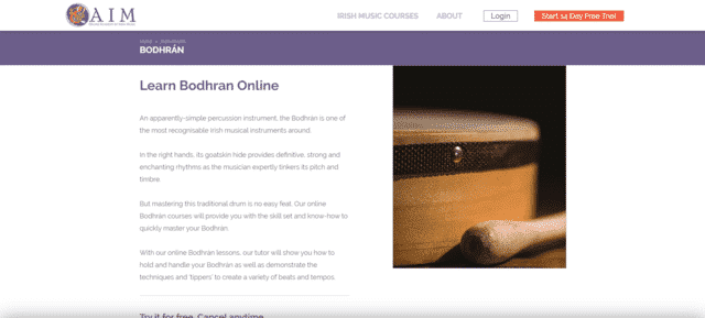 oaim learn bodhran lessons online