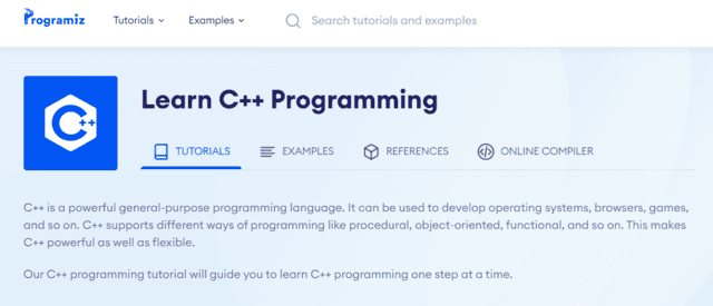 Programiz Learn C++ Lessons Online
