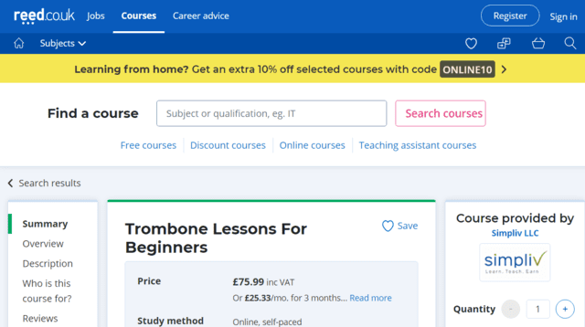 Reed Learn Trombone Lessons Online