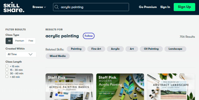 skillshare learn acrylic painting lessons online
