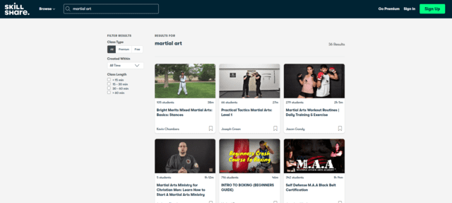 skillshare learn martial arts lessons online